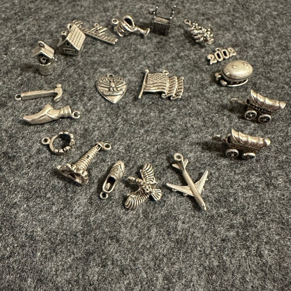 925 Sterling Silver Charm Set. Jewelry making. Heart Ballet Shoe 3D House Flag. - Picture 13 of 13